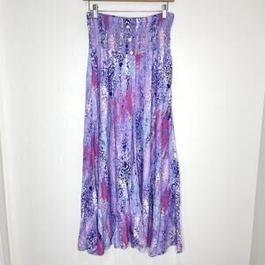 Obsession Italy Extra Wide Leg Pants Womens Medium Pink Purple Print Smocked